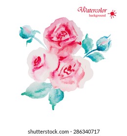 Hand Painted Watercolor Flower Vector. Vector Watercolor Flowers. Watercolor Rose Vector