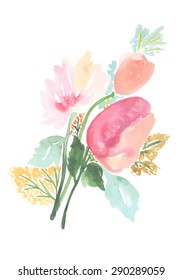 Hand painted watercolor flower. Vector illustration. Floral decorative element. Vector floral background.