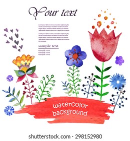 Hand Painted Watercolor Flower. Vector illustration.