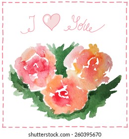 Hand painted watercolor flowers. Vector illustration