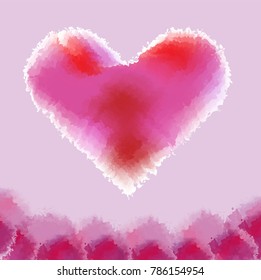 Hand painted watercolor heart on a pink background. Vector illustrations