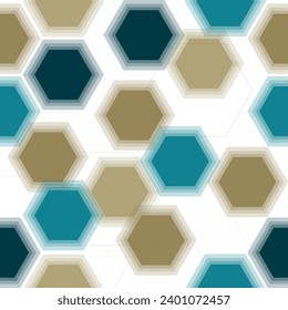 Hand painted watercolor hexagon honeycomb allover seamless pattern  Fresco for interior printing, Wallpapers. Mural art.