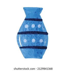 Hand Painted Watercolor Illustration Ceramic Flower Vase
