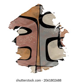 Hand painted watercolor paper element.Doodle paint brush strokes liquid pattern, natural shape.
