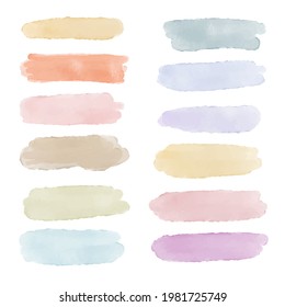 Hand painted watercolor pastel brush stroke collection free vector