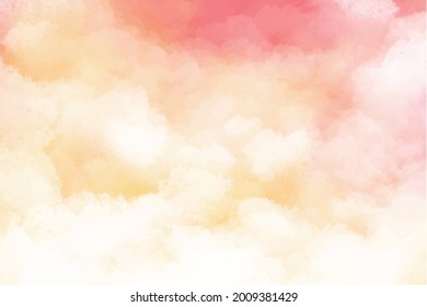 Hand Painted Watercolor Pastel Sky Cloud Background 