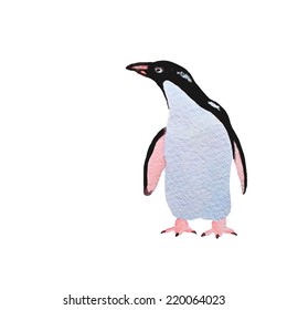 Hand painted watercolor penguin illustration made in vector.