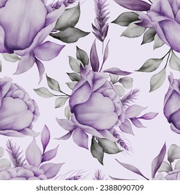 hand painted watercolor pressed flowers pattern