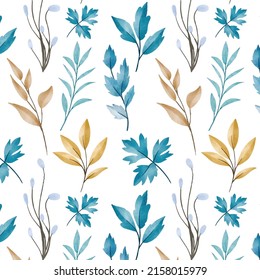 Hand painted watercolor pressed leaf pattern