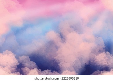Color del agua pintado a mano fondo de nubes cielo con un color pastel
