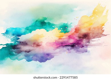 Color del agua pintado a mano fondo de nubes cielo con un color pastel