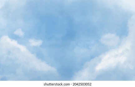 Hand painted watercolor watercolor sky and clouds background, Brushed Paint, used for decorating banner and design template, grunge, Vector Illustration.