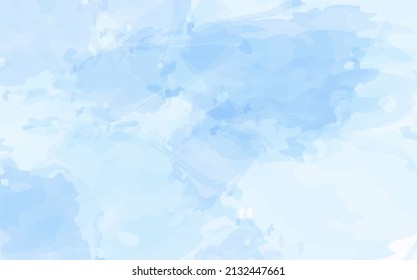 Hand painted watercolor sky and clouds, abstract watercolor background .Blue  fluid  painting .Spring wedding invitation.