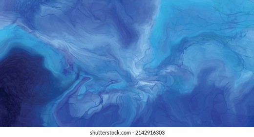 Hand painted watercolor sky and clouds, abstract watercolor background with deep blue color, vector illustration.