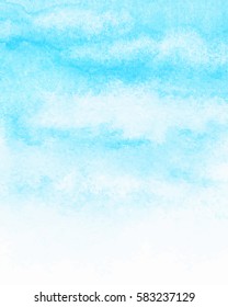 Hand painted watercolor sky and clouds, abstract watercolor texture, vector illustration