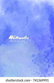 Hand painted watercolor sky and clouds. Abstract watercolor background. Vector illustration