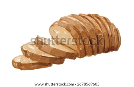 Hand painted watercolor slice of bread isolated
