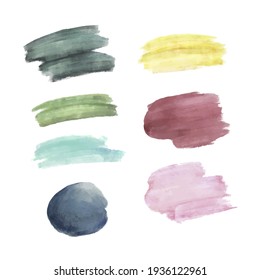 Hand Painted Watercolor Stain Collection Vector Illustration.