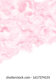 Hand painted watercolor texture background for cards and wedding invitations. Vector. Top border template in pink color.