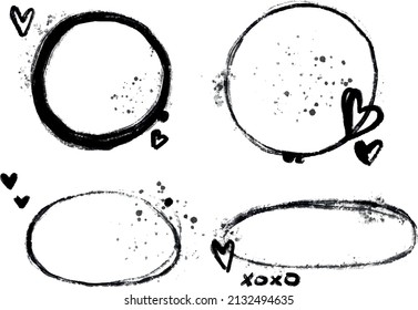Hand painted watercolor vector grunge set of ink splashes, hearts, frames, arrows and banners. Ideal for graphic design, stickers, print, scrap booking, collage, web and other creative projects.