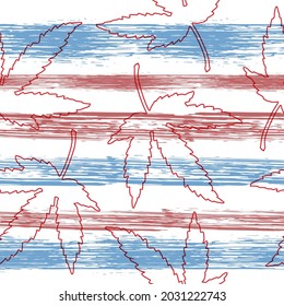 Hand painted watercolor vector seamless pattern.  Cool geometric striped structure on the white backdrop. Grunge Texture.