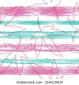 Hand painted watercolor vector seamless pattern.  Print card, cloth, shirts, wrap, wrapper, web, cover, label, banner, emblem.  Horizontal lines. Swatch