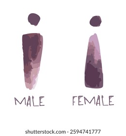 Hand painted watercolor vector toilet signs with male female restroom icons. Stylish, modern, and fully scalable for cafes, restaurants, and public spaces. Perfect for print and digital use.