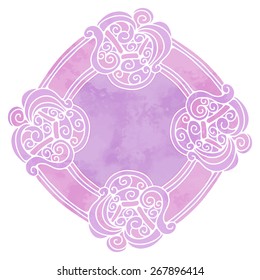 Hand painted watercolor vintage pink frame with celtic pattern closeup isolated on white background. Art design element 