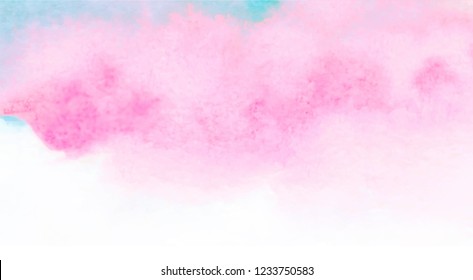 Hand painted watercolor wash with abstract pink cloud, wedding invitation or save the date card background with place for text, vector illustration