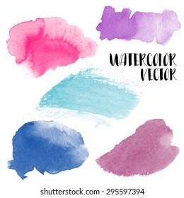 Hand painted watercolor wash spots. Vector aquarelle backgrounds.
