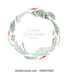 Hand Painted Watercolor Wreath Made In Vector. Unique Decoration For Greeting Card, Wedding Invitation, Save The Date. Isolated Floral Design. Summer Flowers With Space For Your Text.