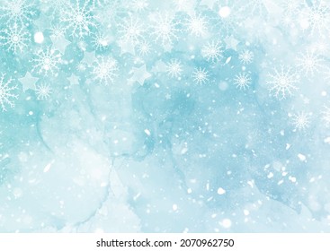 Hand painted watercolour Christmas snowflake background design