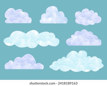 Conjunto de nubes acuáticas pintadas a mano