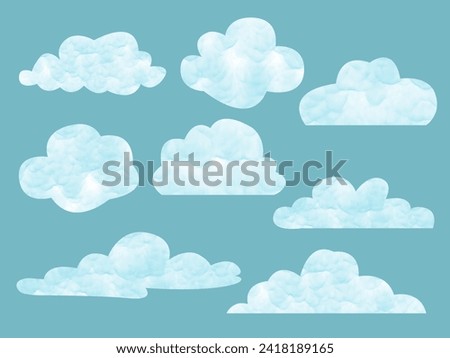 Hand painted watercolour clouds set