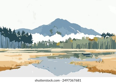 Hand painted watercolour landscape background
