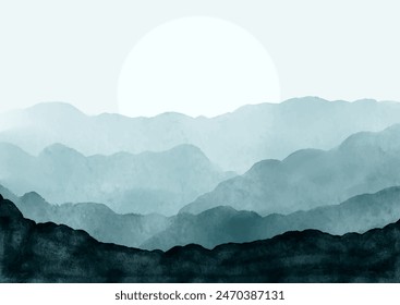 hand painted watercolour mountain landscape design background