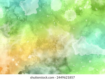 Hand painted watercolour texture background in shades of green