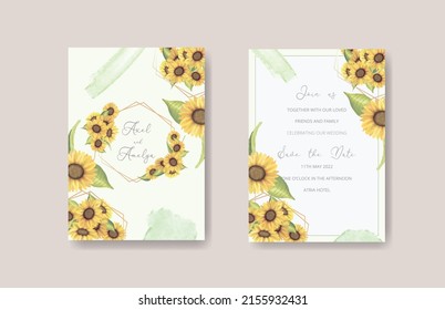 hand painted wedding invitation sunflower theme editable eps 10