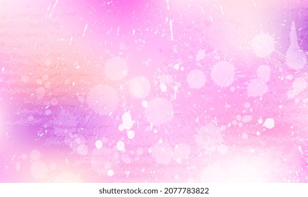Hand painted wet pink watercolor splash background. Pink, rose, peach spots and golden brush strokes on a pink background. abstract watercolor background for design banner, card, cover, poster. Vector