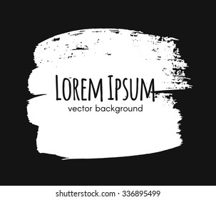 Hand painted white silhouette ink background texture. Watercolor wash. White ink texture for design isolated on black background.