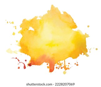 handgemalte gelbe Aquarellfarben, abstrakter Hintergrund, Vektorgrafik 