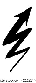 Hand painted zigzag arrow drawn with ink brush isolated on white background. Victor illustration