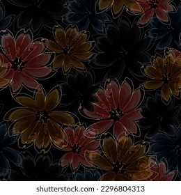 Hand Painting Abstract Watercolor Blurred Leaves Repeating  Seamless vector image. Addition to a more complex decor.