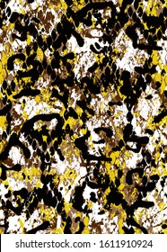 Hand Painting Abstract Watercolor Leopard and Snake Skin Repeating Vector Pattern with Tie Dye Batik Background