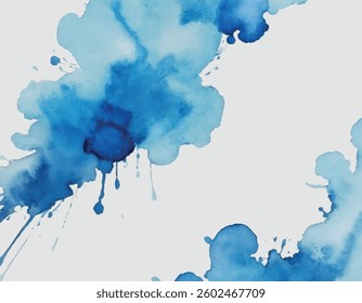 Hand Painting Blue Watercolor Splash Background