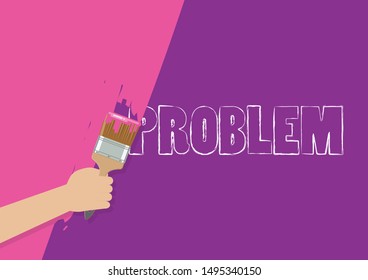 Hand painting to cover problem. Vector illustration