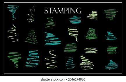 Hand painting design elements. Vector collection on black background. arrow vertical line set isolated on dark.