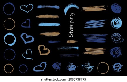 Hand painting design elements. Vector collection on black background. arrow vertical line set isolated on dark.