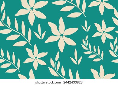 Hand painting floral design ornament. Seamless biological pattern and swatch. Flower vector arrangements for floral poster, oriental background. Romantic flower collection with leaves, floral bouquet