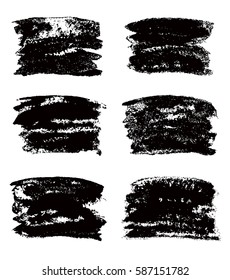 Hand painting square design elements. Set of black color grunge copy space. Vector colorful hand drawing texture, templates, frames, background.